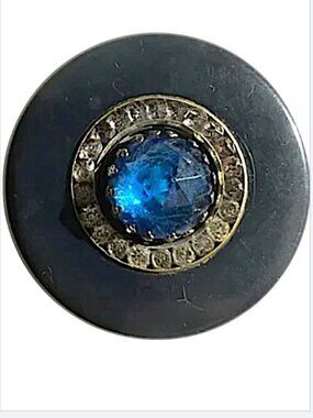 BAKELITE Vintage 1920's Art Deco Dress / Scarf Clip w/ Large Blue Rhinestone